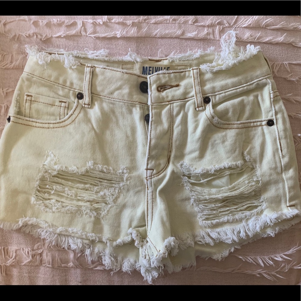yellow high waisted shorts